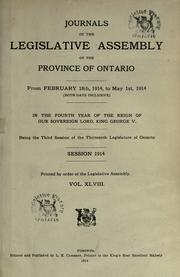 Cover of: Journals of the Legislative Assembly of the Province of Ontario. by Ontario. Legislative Assembly.