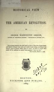 Cover of: Historical view of the American Revolution.