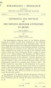 Cover of: Amphibians and reptiles of the Hopkins-Branner expedition to Brazil