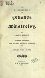 Cover of: A dissertation on romance and minstrelsy. by Ritson, Joseph, Ritson, Joseph