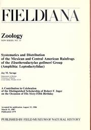 Cover of: Systematics and distribution of the Mexican and Central American rainfrogs of the Eleutherodactylus gollmeri group (Amphibia: Leptodactylidae): a contribution in celebration of the distinguished scholarship of Robert F. Inger on the occasion of his sixty-fifth brithday