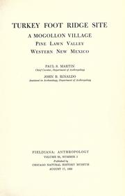 Cover of: Turkey Foot Ridge site, a Mogollon village: Pine Lawn Valley, western New Mexico