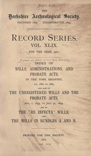 Cover of: Volume 49: Index of wills in the York Registry 1660-1665: Also Unregistered wills 1633-34