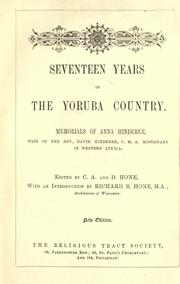 Cover of: Seventeen years in the Yoruba country.: Memorials of Anna Hinderer