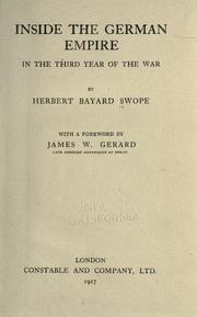 Cover of: Inside the German empire in the third year of the war by Herbert Bayard Swope