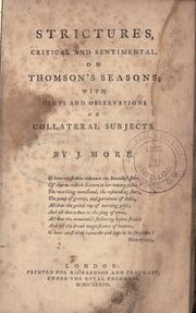 Cover of: Strictures, critical and sentimental, on Thomson's Seasons. by More, John, More, John