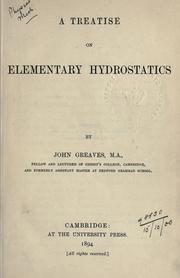 Cover of: Treatise on elementary hydrostatics.