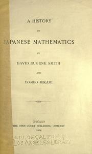 Cover of: A history of Japanese mathematics by David Eugene Smith