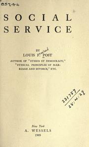 Cover of: Social service.