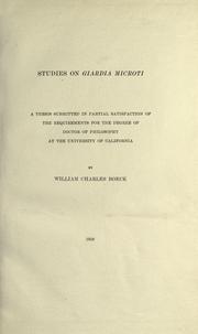 Cover of: Studies on Giardia microti