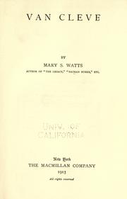 Cover of: Van Cleve by Mary Stanbery Watts, Mary Stanbery Watts