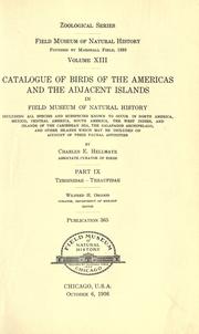 Cover of: Catalogue of birds of the Americas and the adjacent islands in Field Museum of Natural History. by C. E. Hellmayr, C. E. Hellmayr