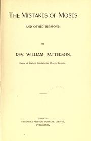 The mistakes of Moses by Patterson, William.