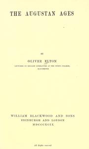 Cover of: The Augustan ages by Elton, Oliver