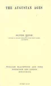 Cover of: The Augustan ages by Elton, Oliver, Elton, Oliver