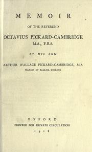 Cover of: Memoir of the Reverend Octavius Pickard-Cambridge