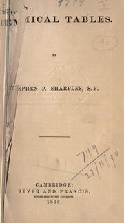 Cover of: Chemical tables. by Stephen Paschall Sharples