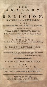 Cover of: The analogy of religion, natural and revealed, to the constitution and course of nature. by Joseph Butler