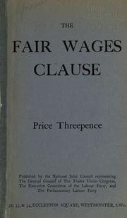 Cover of: The fair wages clause.