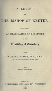 Cover of: A letter to the Bishop of Exeter by William Goode