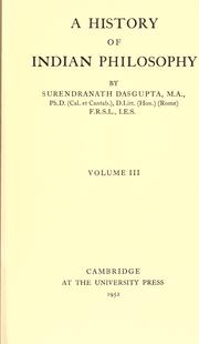 Cover of: A history of Indian philosophy by Dasgupta, Surendranath