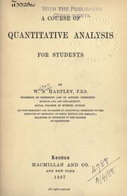 Cover of: A course of quantitative analysis for students