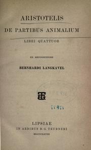 Cover of: Aristotelis De partibus animalium libri quattuor by Aristotle