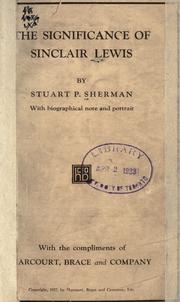 Cover of: The significance of Sinclair Lewis. by Stuart Pratt Sherman