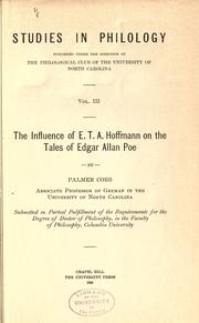 Cover of: The influence of E. T. A. Hoffmann on the tales of Edgar Allan Poe