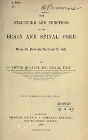 Cover of: The structure and functions of the brain and spinal cord.
