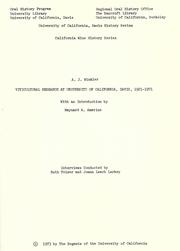 Cover of: Viticultural research at University of California, Davis, 1921-1971 by Albert J. Winkler