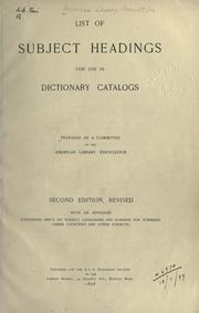 Cover of: List of subject headings for use in dictionary catalogs. by American Library Association, American Library Association