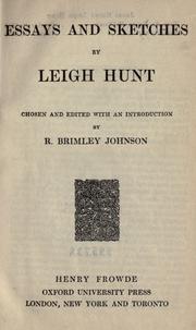 Cover of: Essays and sketches by Leigh Hunt, Leigh Hunt