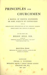 Cover of: Principles for churchmen by J. C. Ryle