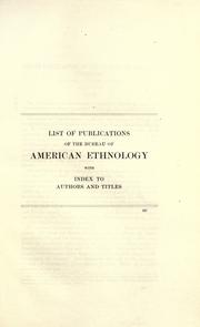 Cover of: List of publications of the Bureau of American Ethnology, 1915.
