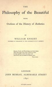 Cover of: The philosophy of the beautiful by William Angus Knight