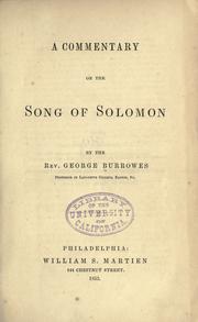 Cover of: A commentary on the Song of Solomon by George Burrowes