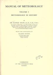 Cover of: Manual of meteorology by Napier Shaw