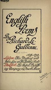 Cover of: English poems. by Richard Le Gallienne
