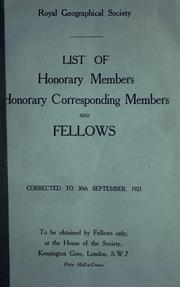 Cover of: list of the honorary members, fellows and associate members.