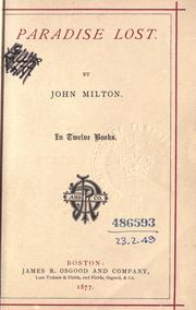 Cover of: Paradise lost, in twelve books. by John Milton