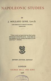 Cover of: Napoleonic studies by J. Holland Rose