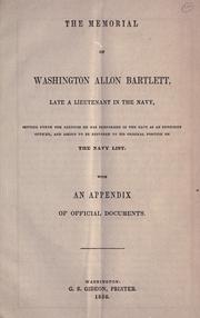 Cover of: The memorial of Washington Allon Bartlett by Washington A. Bartlett