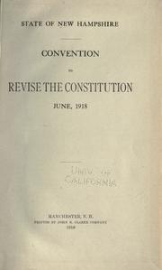 Cover of: Convention to revise the Constitution, June, 1918.