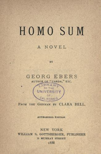 Homo sum by Georg Ebers
