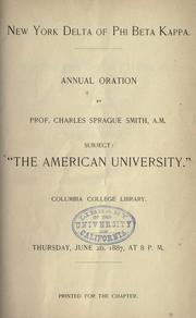 Cover of: Annual oration by Charles Sprague Smith