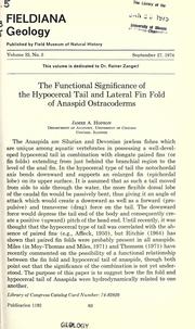 The functional significance of the hypocercal tail and lateral fin fold of Anaspid ostracoderms by James A. Hopson