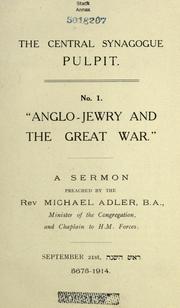 Cover of: Anglo-Jewry and the Great War