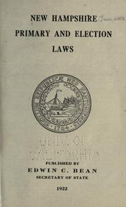 Cover of: New Hamphire primary and election laws