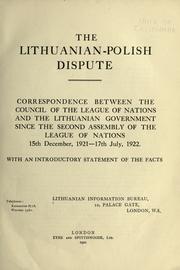 Cover of: The Lithuanian-Polish dispute by Lithuanian Information Bureau (London, England)